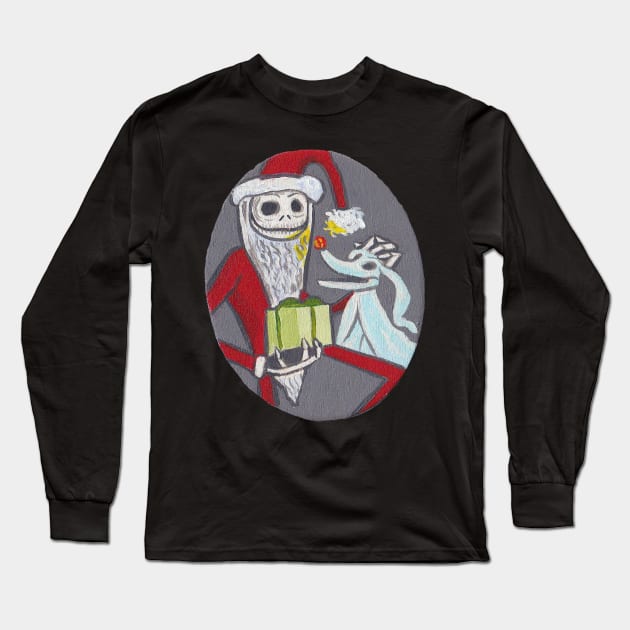 Jack Skellington and Zero Long Sleeve T-Shirt by tesiamarieart